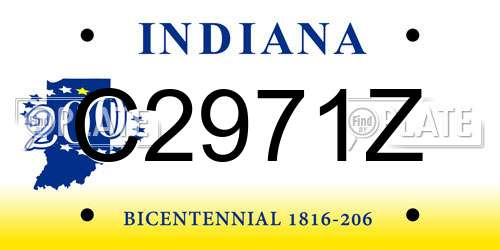 C2971Z Indiana License Plate