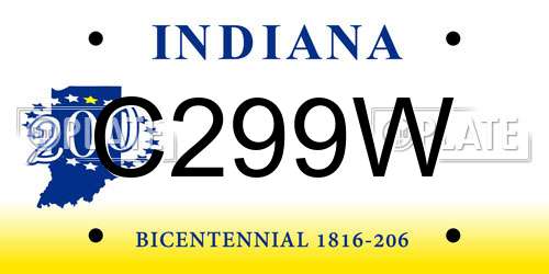 C299W Indiana License Plate