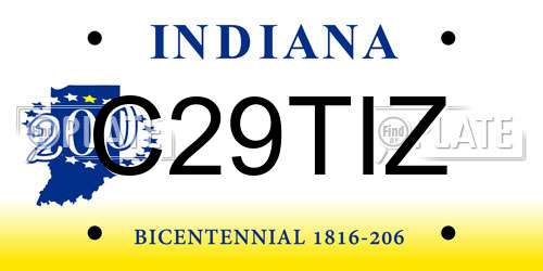 C29TIZ Indiana License Plate