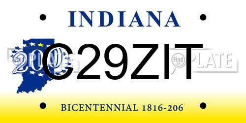 C29ZIT Indiana License Plate