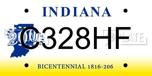 C328HF Indiana License Plate