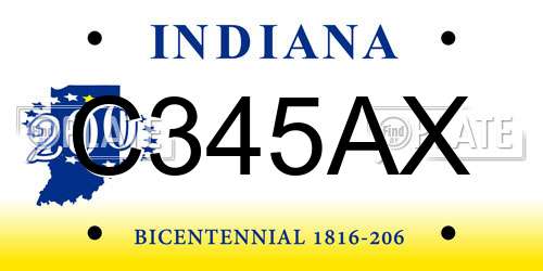 C345AX Indiana License Plate