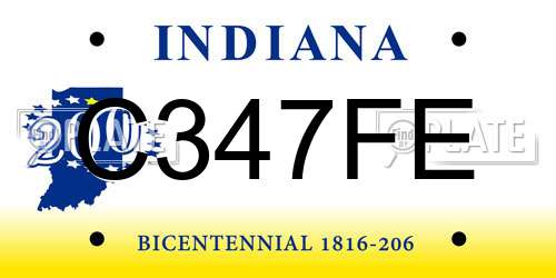 C347FE Indiana License Plate