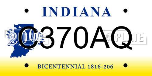 C370AQ Indiana License Plate