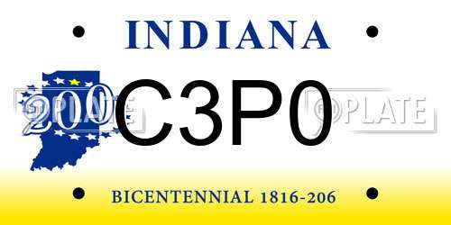 C3P0 Indiana License Plate