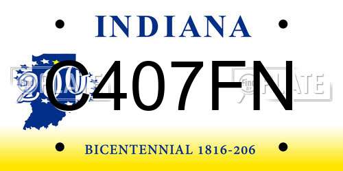 C407FN Indiana License Plate