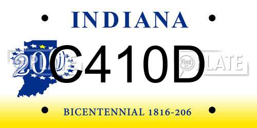 C410D Indiana License Plate