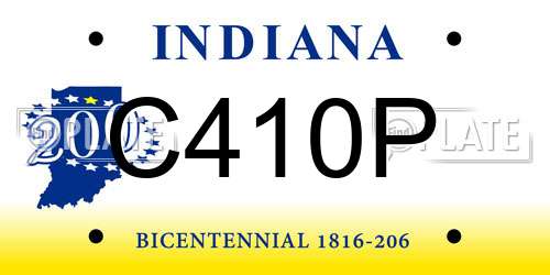 C410P Indiana License Plate