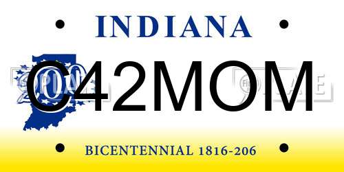 C42MOM Indiana License Plate