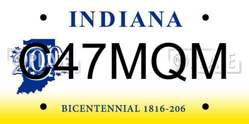 C47MQM Indiana License Plate