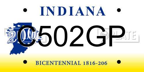 C502GP Indiana License Plate