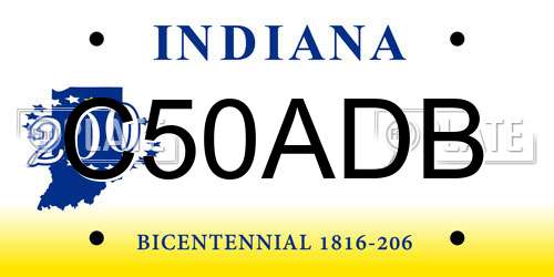 C50ADB Indiana License Plate