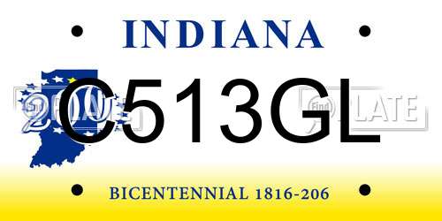 C513GL Indiana License Plate