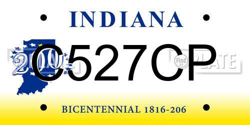 C527CP Indiana License Plate
