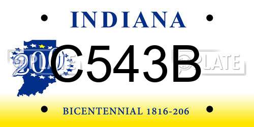 C543B Indiana License Plate