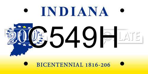 C549H Indiana License Plate