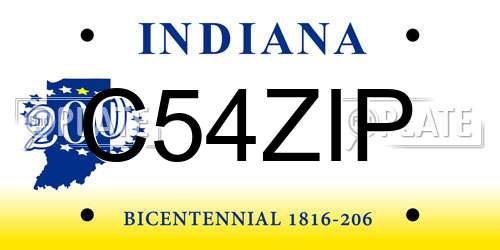 C54ZIP Indiana License Plate