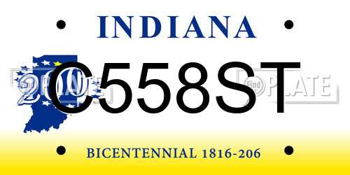 C558ST Indiana License Plate