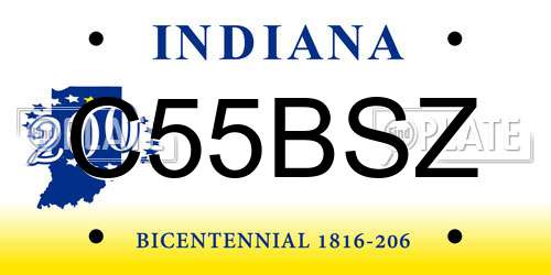 C55BSZ Indiana License Plate