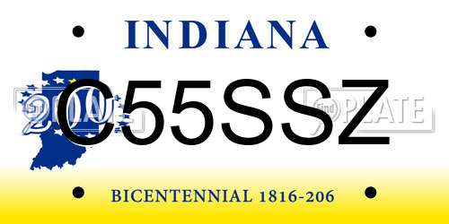 C55SSZ Indiana License Plate