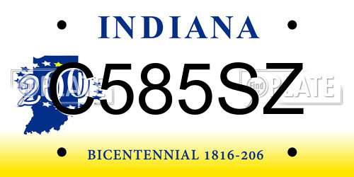 C585SZ Indiana License Plate