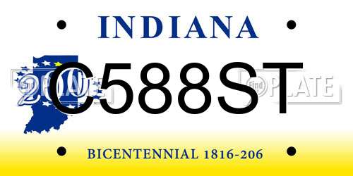 C588ST Indiana License Plate