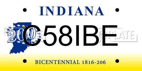 C58IBE Indiana License Plate