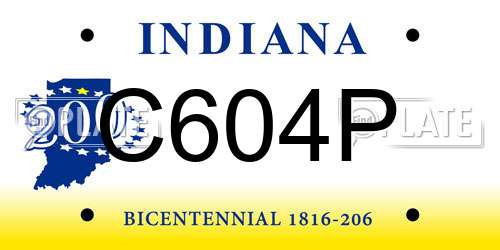 C604P Indiana License Plate