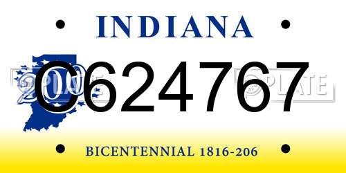 C624767 Indiana License Plate