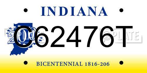 C62476T Indiana License Plate