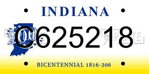 C625218 Indiana License Plate