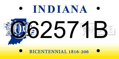 C62571B Indiana License Plate