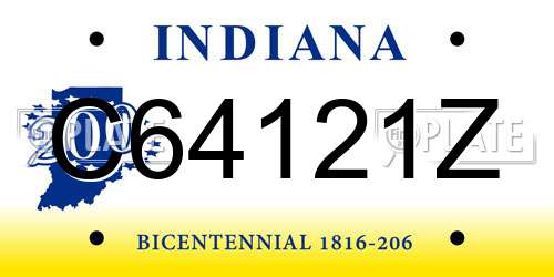 C64121Z Indiana License Plate
