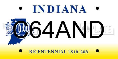 C64AND Indiana License Plate