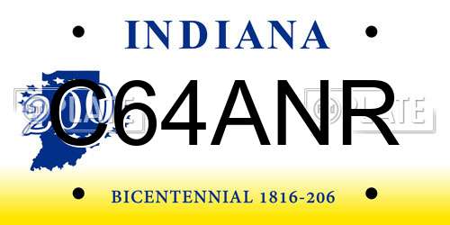 C64ANR Indiana License Plate