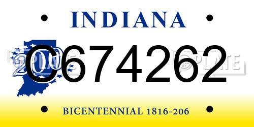 C674262 Indiana License Plate