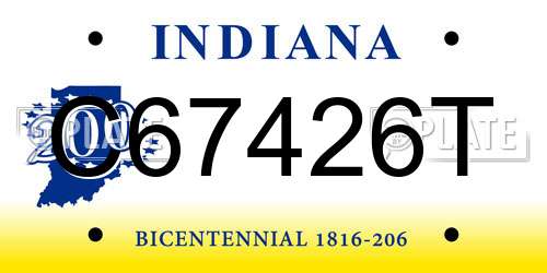 C67426T Indiana License Plate