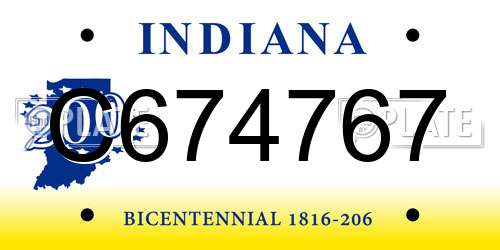 C674767 Indiana License Plate