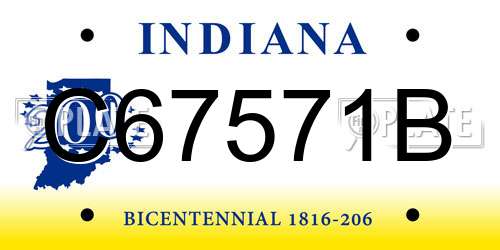 C67571B Indiana License Plate