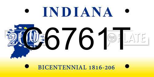 C6761T Indiana License Plate