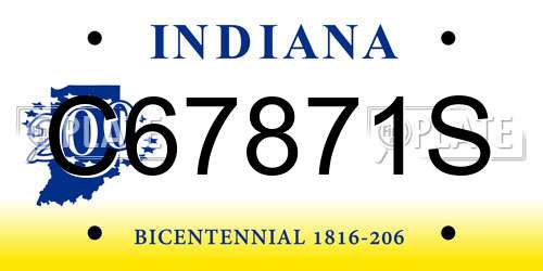 C67871S Indiana License Plate