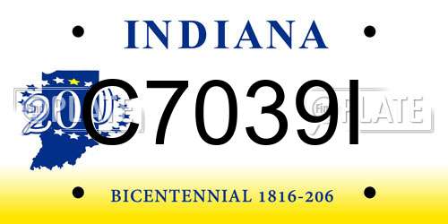 C7039I Indiana License Plate