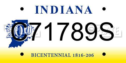 C71789S Indiana License Plate