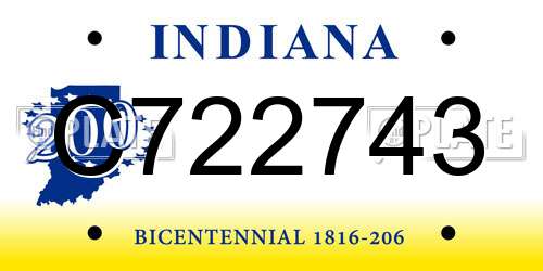 C722743 Indiana License Plate