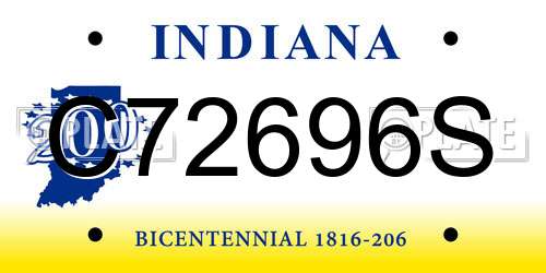C72696S Indiana License Plate