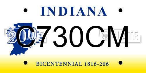 C730CM Indiana License Plate
