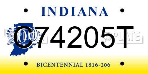 C74205T Indiana License Plate