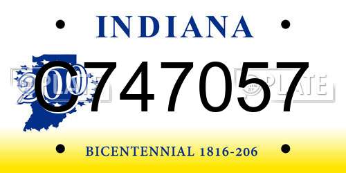 C747057 Indiana License Plate