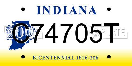 C74705T Indiana License Plate