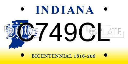 C749CL Indiana License Plate